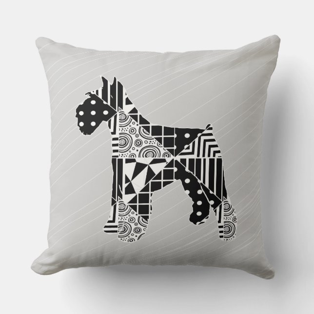 Coussin Schnauzer géométrique moderne (Recto)