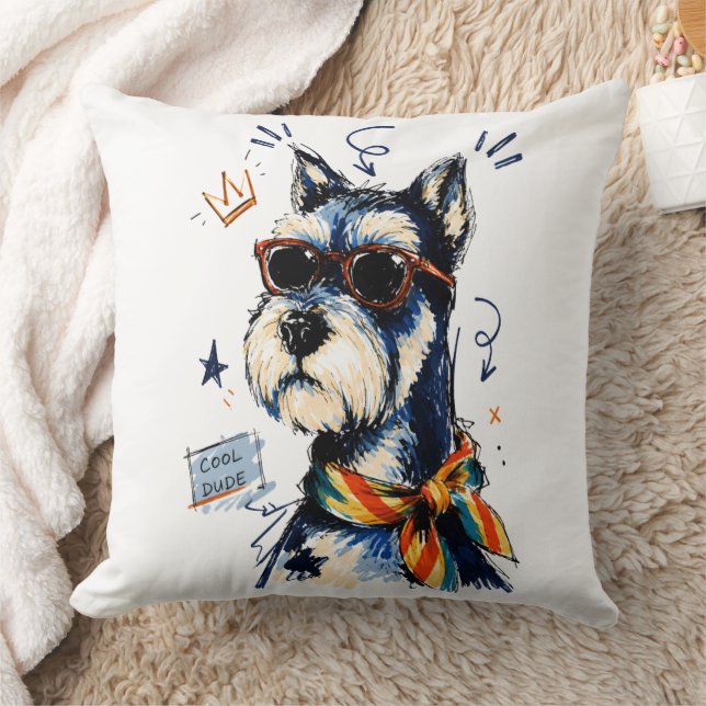 Coussin Schnauzer Mec avec des Lunettes de Soleil (Couverture)