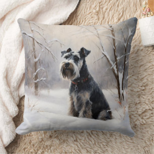 Coussin Schnauzer Miniature Laisser neiger Noël