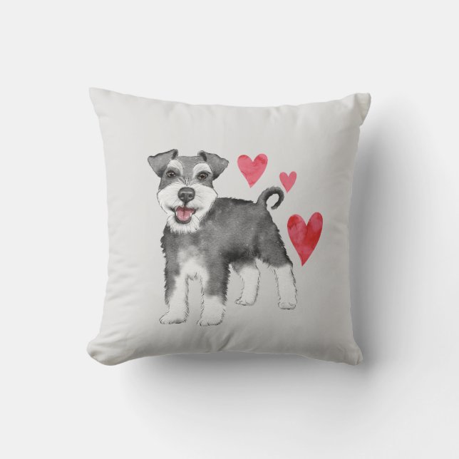 Coussin Schnauzer miniature Personnalisé avec nom année (Recto)
