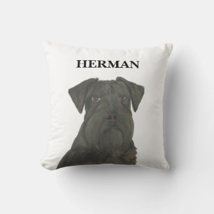 Coussin Schnauzer noir réversible personnalisé