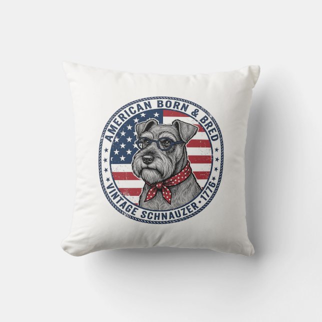 Coussin Schnauzer Patriotique Vintage (Recto)