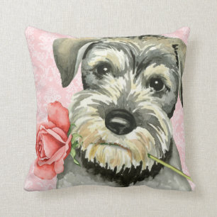 Coussin Schnauzer standard de rose de Valentine