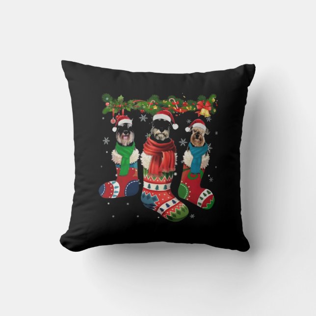 Coussin Schnauzers Arbre de Noël (Recto)