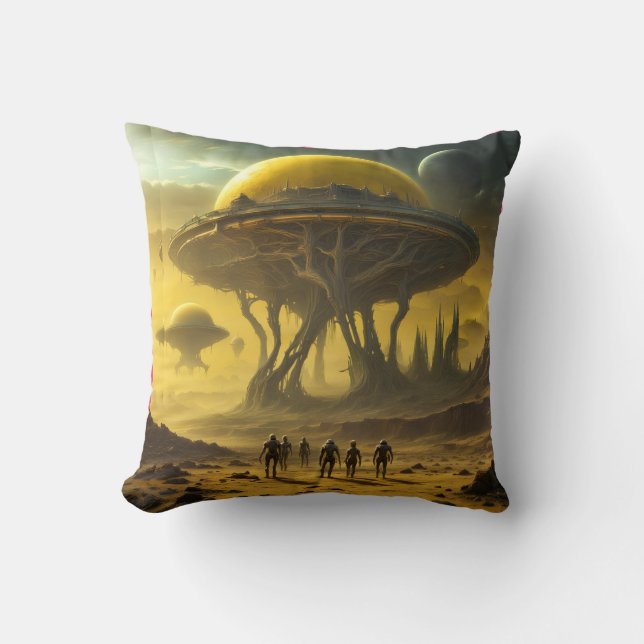 Coussin Sci-Fi Alien World View Planet Ufo Tower (Recto)