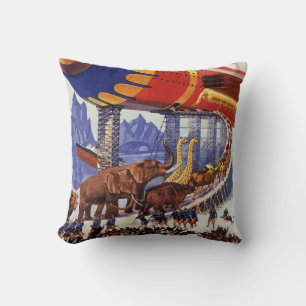 Coussin Science-fiction vintage, animaux sauvages de Noah'