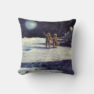 Coussin Science-fiction vintage Astronaute Aliens sur la L