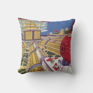 Coussin Science-fiction vintage, New York City futuriste