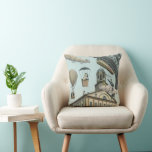Coussin Science-fiction vintage, ville steampunk victorien<br><div class="desc">Illustration vintage de voyage et de transport avec une image de science-fiction futuriste représentant des personnes voyageant en dirigeables,  en ballons dirigeables,  en montgolfières,  dans un train inversé et une automobile décapotable antique dans une scène de métropole urbaine rétro steampunk victorienne.</div>