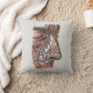 Coussin Science vintage Anatomie humaine, Visage avec nez