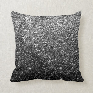 Coussin Scintillement élégant de noir de Faux