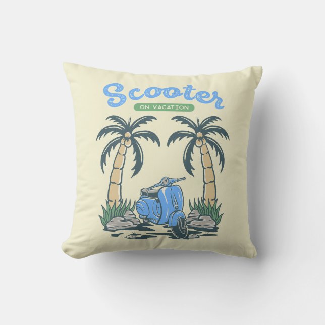 Coussin Scooter en vacances (Recto)