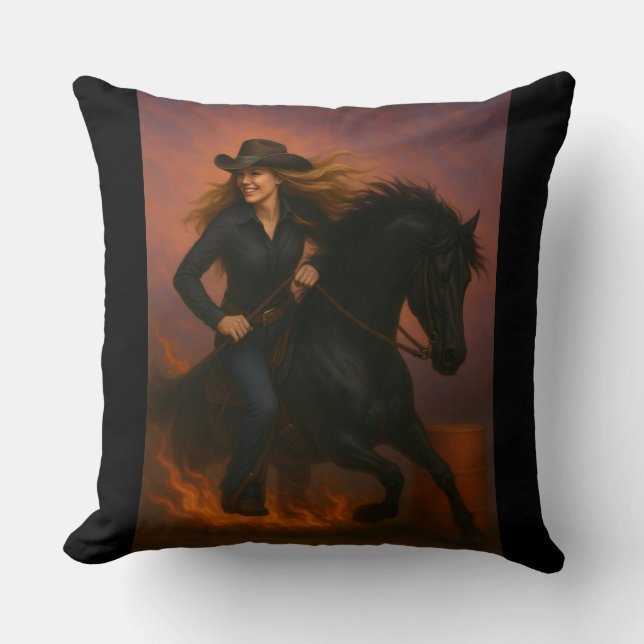 Coussin Scorching Fast Barrel Racing Team Throw Pillow (Recto)