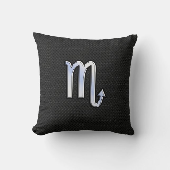 Coussin Scorpio Zodiac Chrome Comme Symbole Serpent Noir D (Recto)