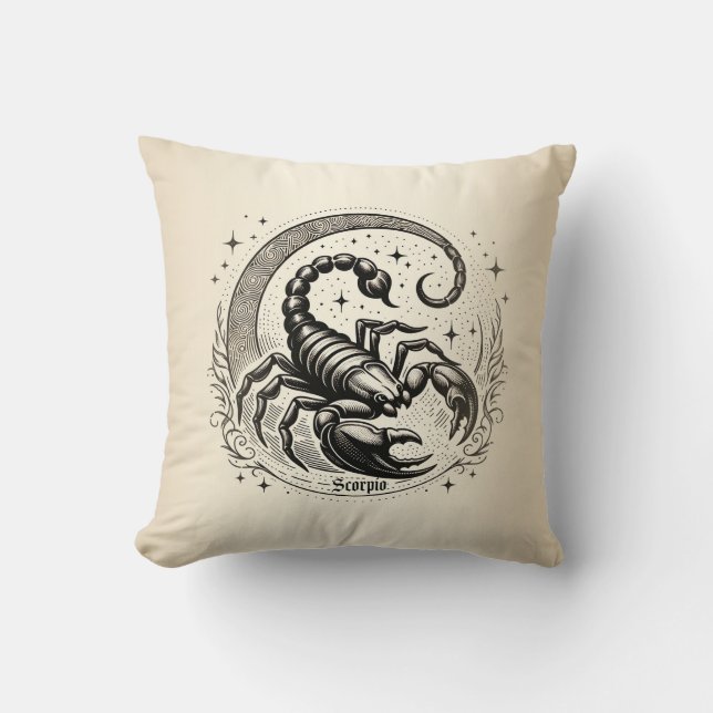 Coussin Scorpion Croissant de Lune Astrologie Zodiaque Sco (Recto)