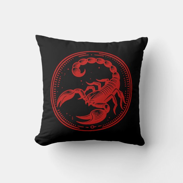 Coussin Scorpion Rouge Astrologie Signe du zodiaque Scorpi (Recto)