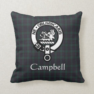 Coussin Scottish Campbell Crest Badge & Tartan