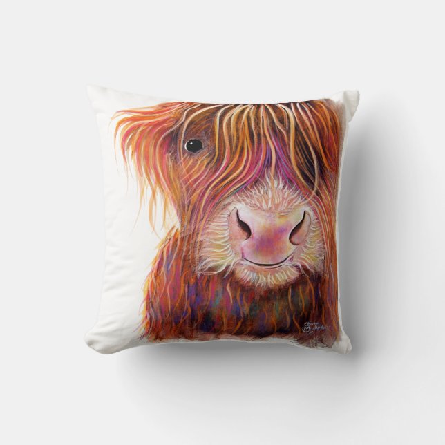 Coussin SCoTTiSH HigHLaND CoW ' THe KiD 2 ' par SHiRLeY Ma (Recto)