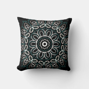 Coussin Scribble beige Turquoise Sud-Ouest Design sur noir