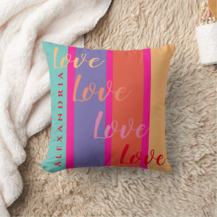 Coussin Script d'amour personnalisé coloré