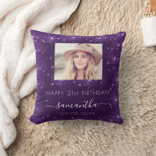 Coussin Script de nom de photo de la parties scintillant v