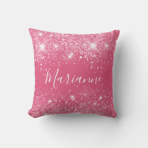 Coussin Script de nom monogramme de poussière de parties s
