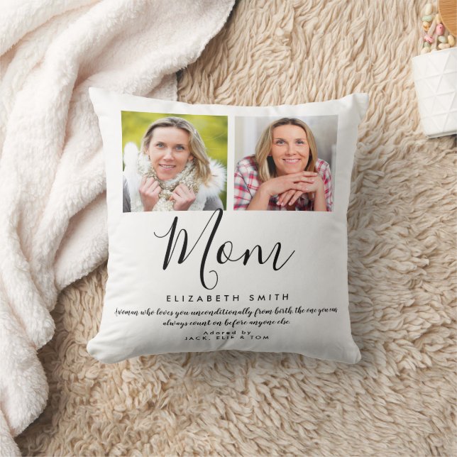 Coussin Script élégant moderne Maman Citer Photo Jeter Ore (Couverture)