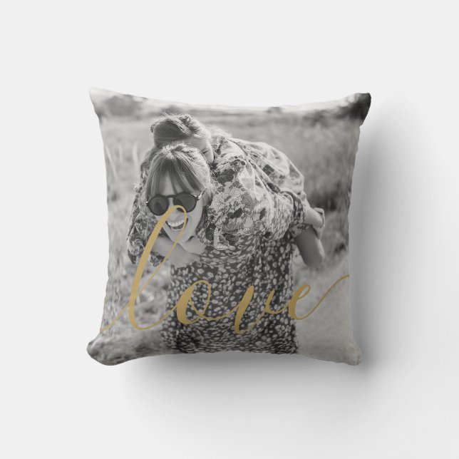 Coussin Script Gold photo noir et blanc favori (Recto)