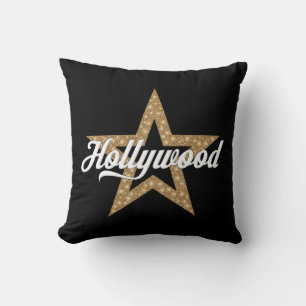 Coussin Script Hollywood Avec Étoile (Type Blanc) Lancer 