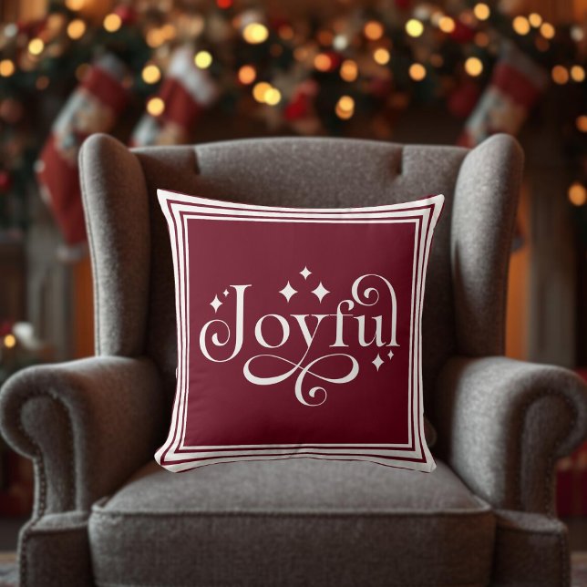 Coussin Script joyeux de Noël (Christmas Joyful Script Throw Pillow)