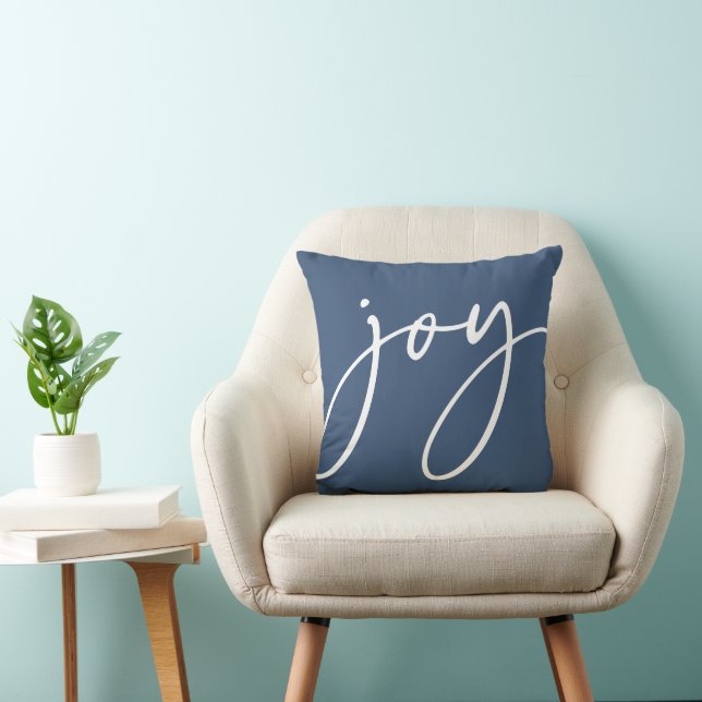 Coussin Script manuscrit bleu Joy Holiday (Chaise)