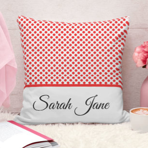 Coussin Script minimaliste Pois rouge personnalisé