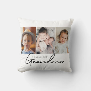 Coussin Script moderne Nous vous aimons Grand-mère Photos 