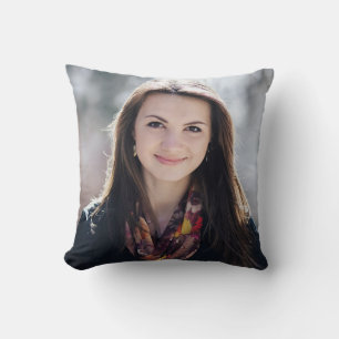 Coussin Script moderne rose Blancs Blancs Photo Graduation