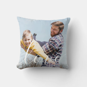 Coussin Script photo personnalisé Amour Famille Typographi