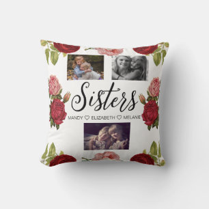 Coussin Script Soeurs   Cadeau Pour Soeurs Photo Collage