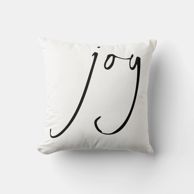 Coussin Script tendance Joy Noël noir blanc (Recto)