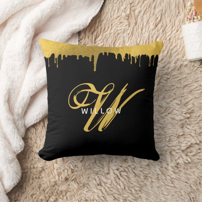 Coussin Script Vintage Black & Gold (Couverture)