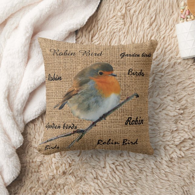 Coussin Script Vintage Robin Bird (Couverture)