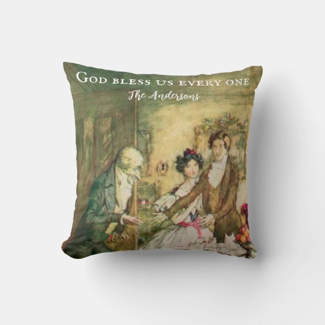 Coussin Scrooge A Christmas Carol Personnalisé Victorien (Recto)