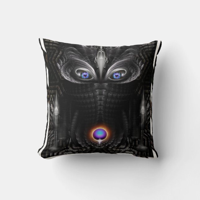 Coussin Sculpture de guerrier foncé Art fractal (Recto)