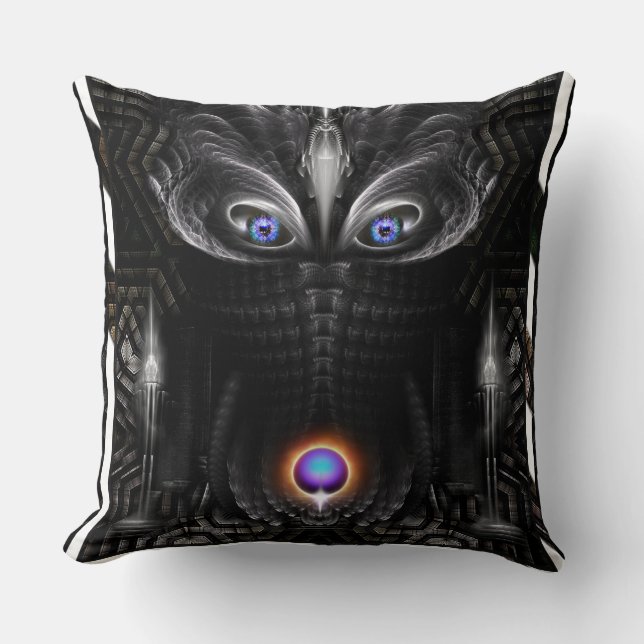 Coussin Sculpture de guerrier foncé Art fractal (Recto)