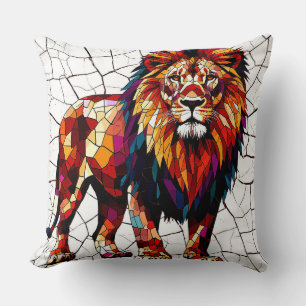 Coussin Sculpture de Lion en mosaïque colorée