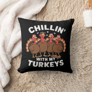 Coussin Se détendre avec mes dindes Cadeau de famille de T