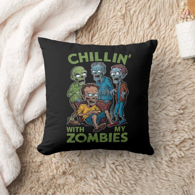 Coussin Se détendre avec mes zombies Halloween garçons enf (Couverture)