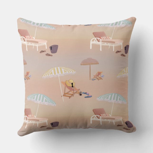 Coussin Se détendre sur la plage pastel sablonneuse (Verso)