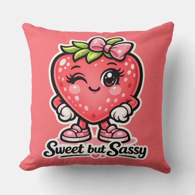 Coussin Se Sentant Fruitée - Douce mais Sassy - Amis Foodi (Recto)