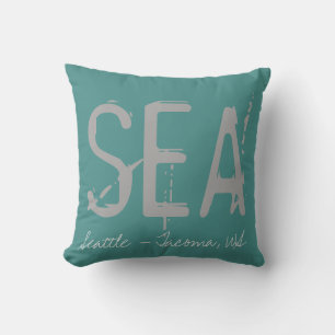Coussin SEA Airport Grunge Typographie