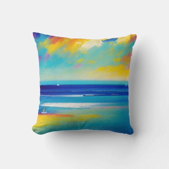 Coussin Sea Scape 10 "Coincé sur le sable". (Recto)