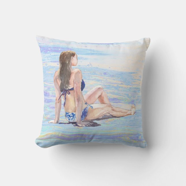 Coussin *~* Sea Shore Beach Woman Beach AR29 (Recto)